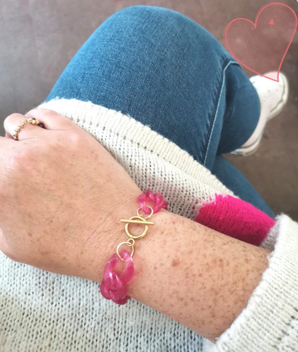 Bracelet Maillons – Rose – Image 4