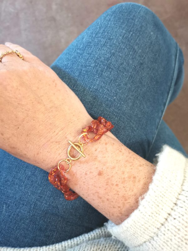 Bracelet Maillons - pailleté orange – Image 3