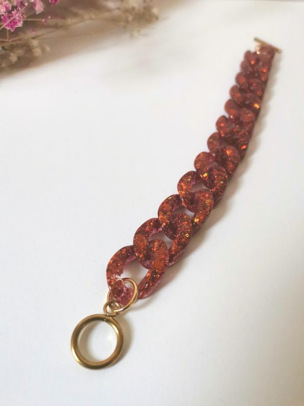 Bracelet Maillons - pailleté orange – Image 4