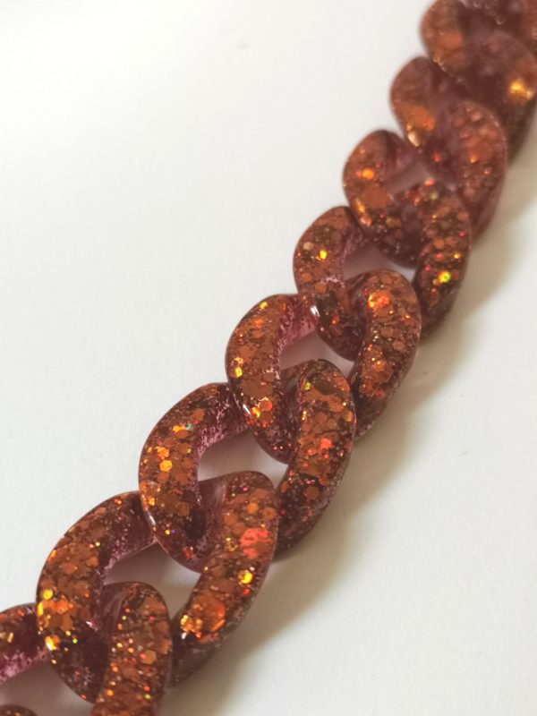 Bracelet Maillons - pailleté orange – Image 2